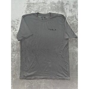 Mens Tesla Logo T Shirt Gray Size XL 100 Cotton Short Sleeve